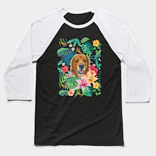 Tropical Golden Retriever 1 Baseball T-Shirt